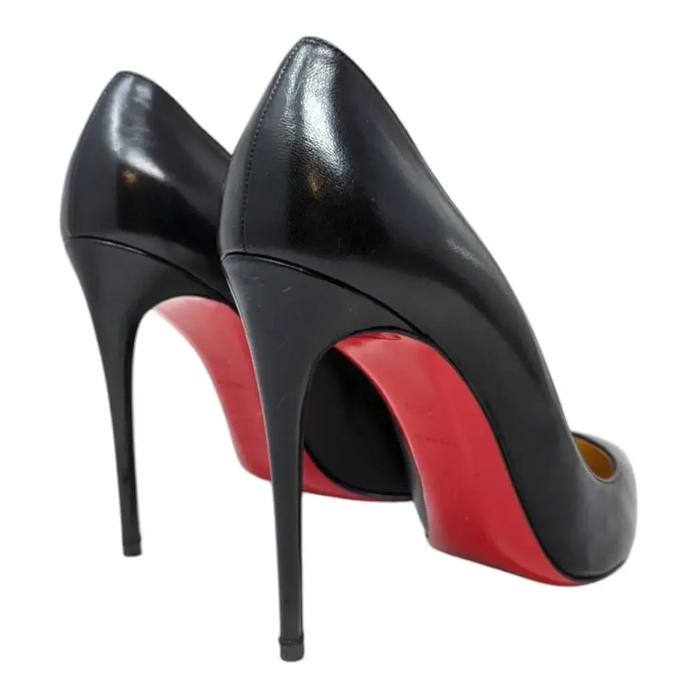 Christian Louboutin Pigalle Follies 100 Black Leather Pump Stiletto Heel 39.5